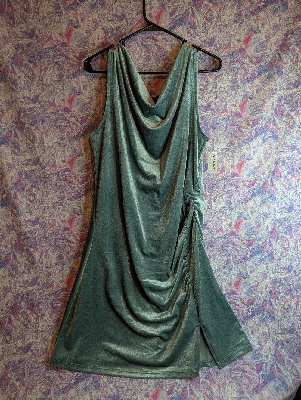 Old Navy Teal Velvet Cowl Midi Dress NWT, Size XL